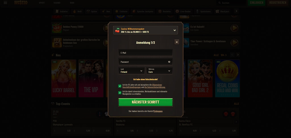 Westio Casino Registrierung