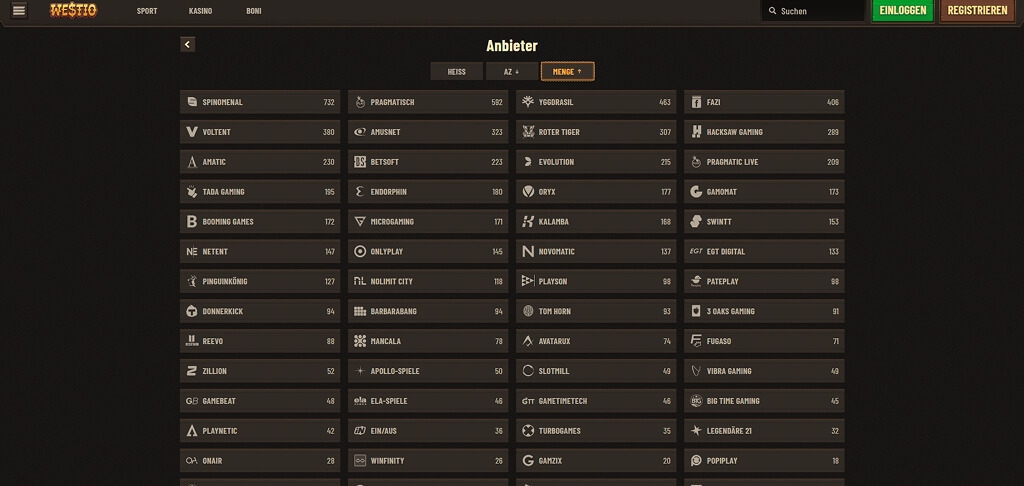 Westio Casino Spieleanbieter